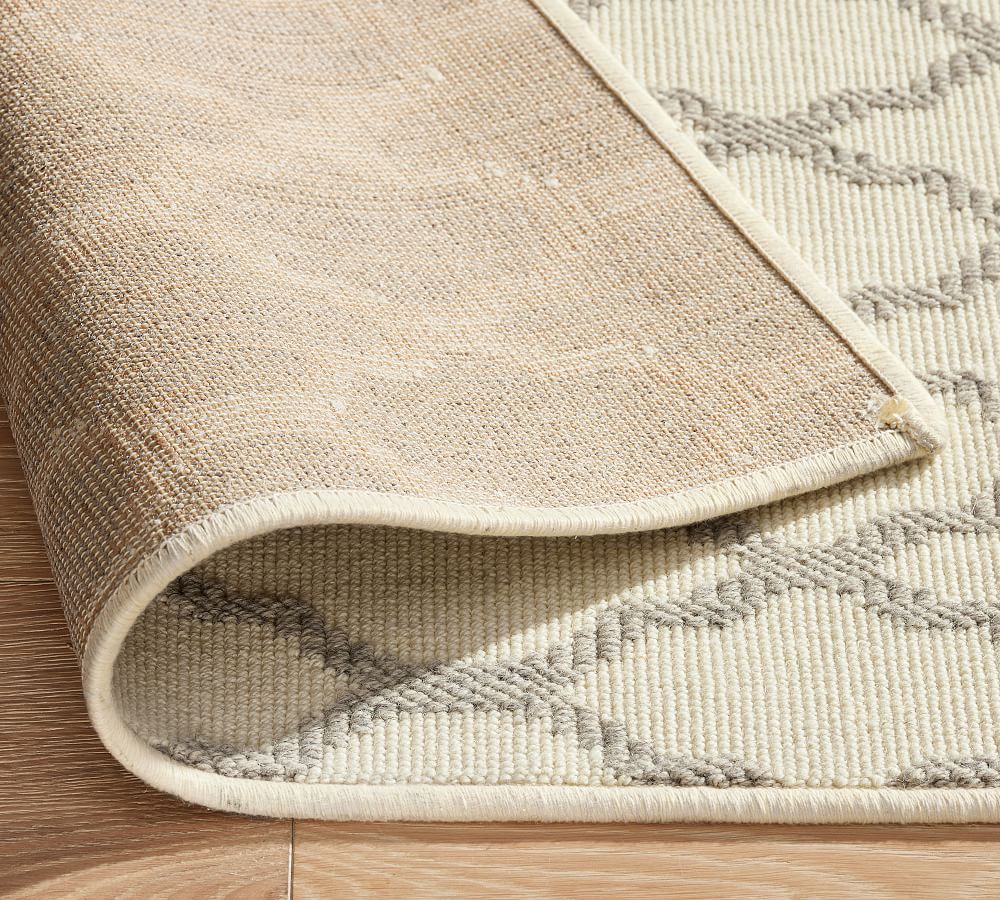 Gray/Ivory Fibreworks® Custom Tile Print Wool Rug Patterned Rugs