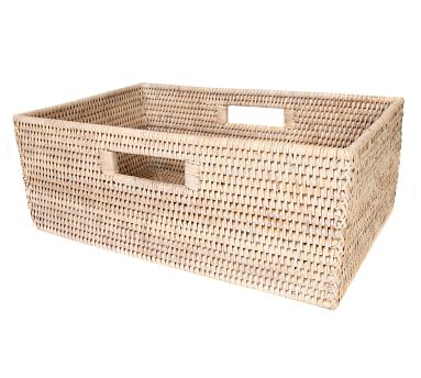 Tava Handwoven Rattan Rectangular Shelf Basket | Pottery Barn