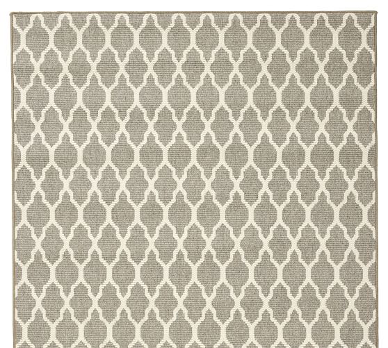 Gray/Ivory Fibreworks® Custom Tile Print Wool Rug | Patterned Rugs ...