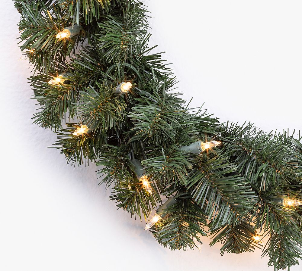 Faux Lit Deluxe Windsor Pine Wreath | Pottery Barn