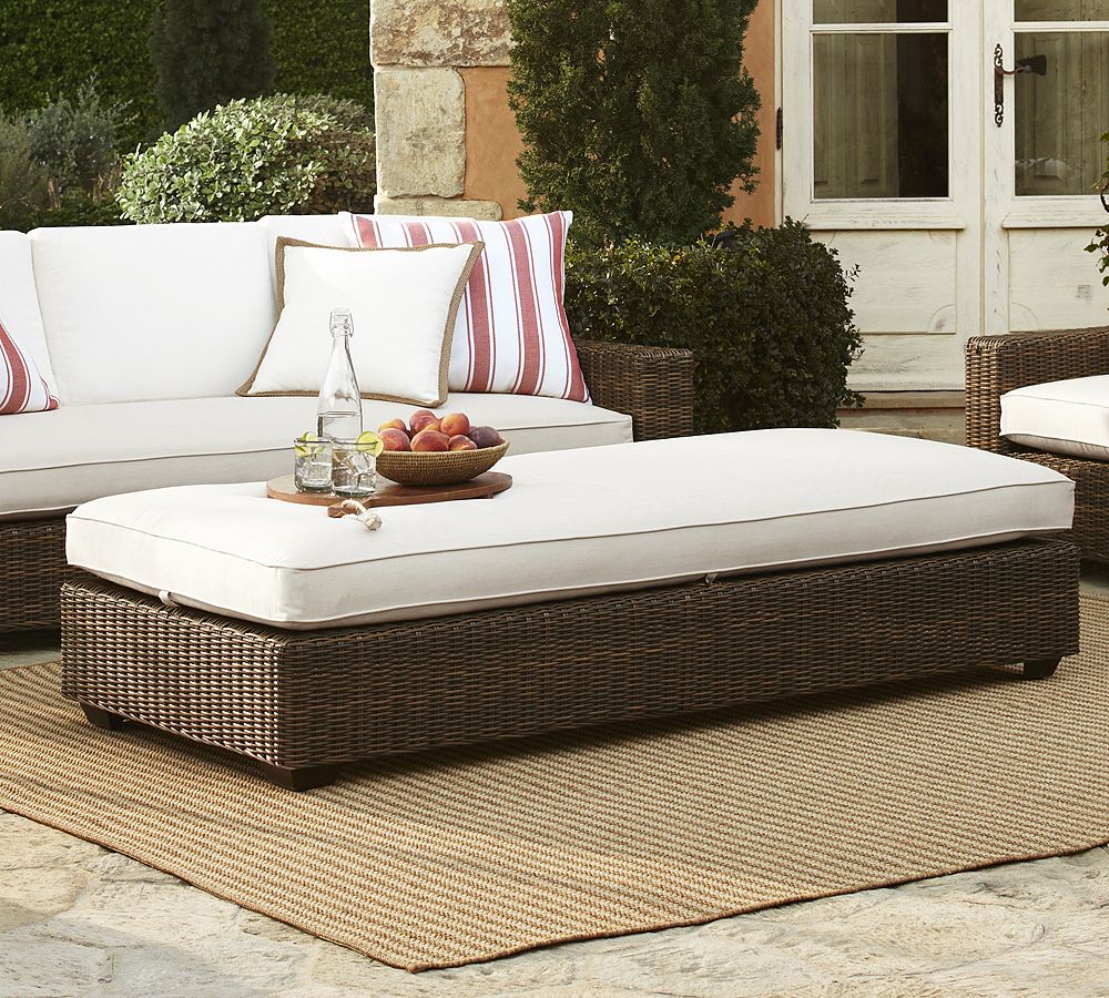 Torrey 77" Wicker Grand Outdoor Coffee Table Ottoman Pottery Barn