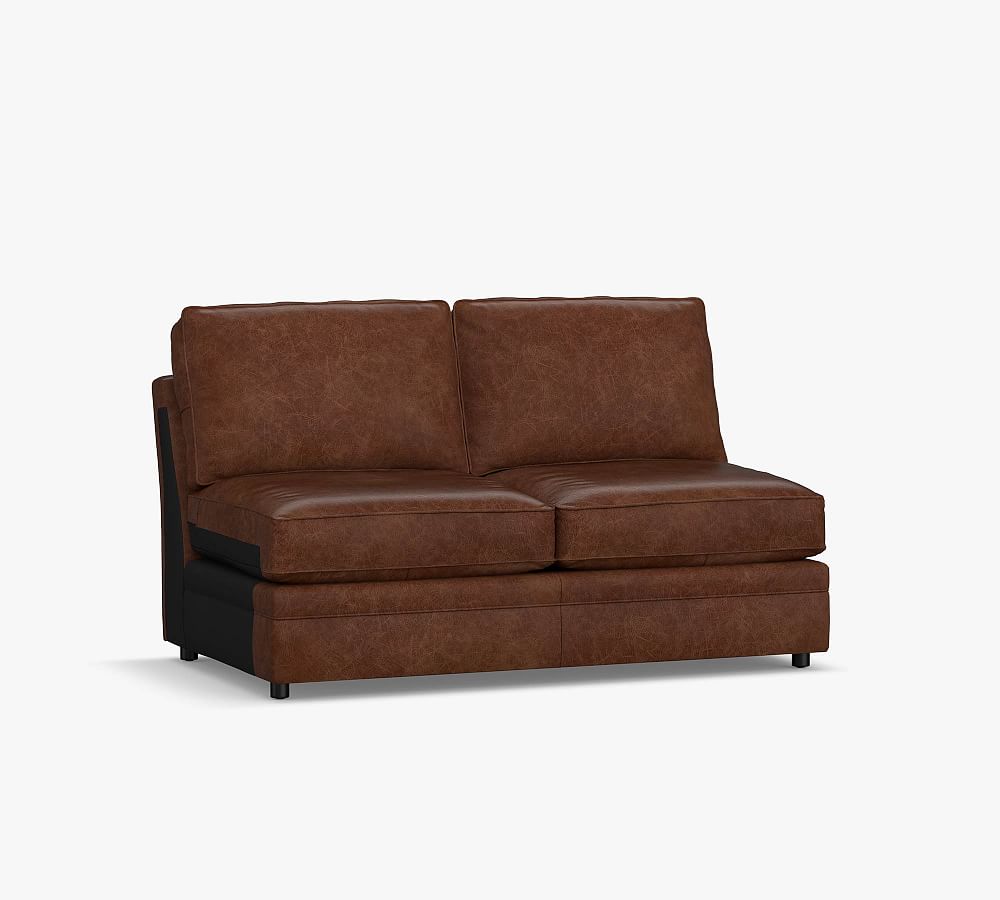 Build Your Own Pearce Roll Arm Leather Sectional Pottery Barn