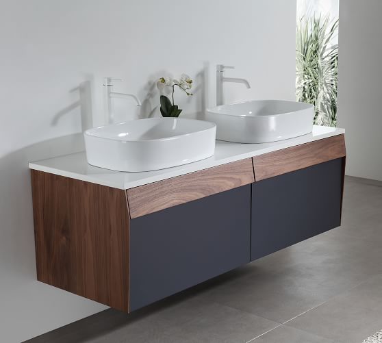 Roux 55" Double Sink Floating Vanity Pottery Barn