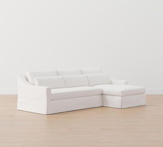 York Slope Arm Deep Seat Slipcovered Sofa Double Chaise Sectional Pottery Barn