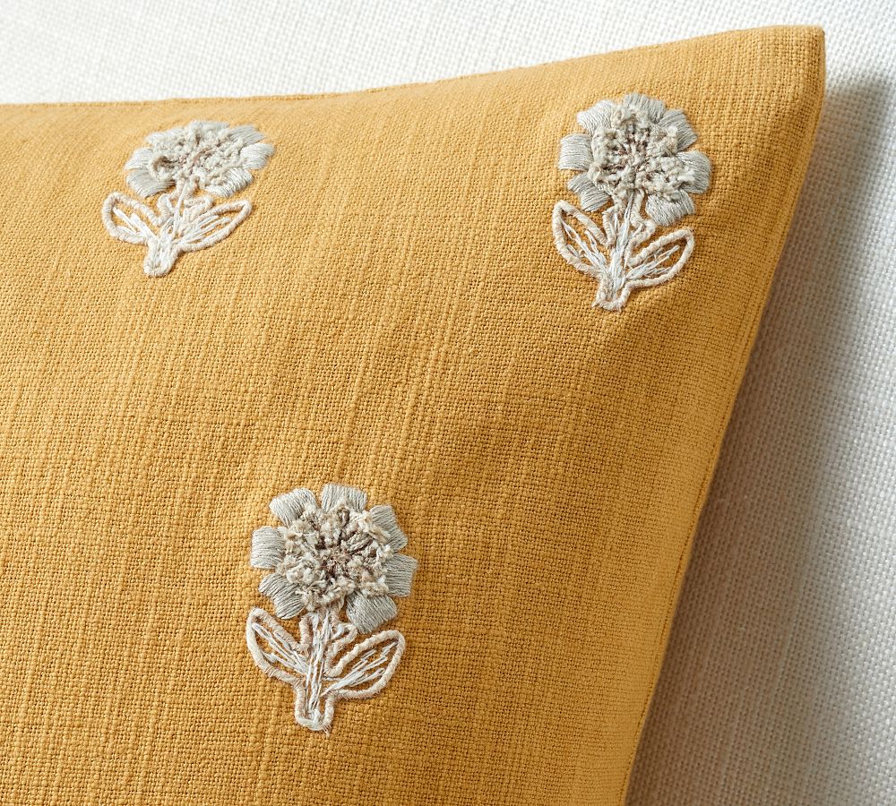 Kayce Floral Embroidered Pillow | Pottery Barn