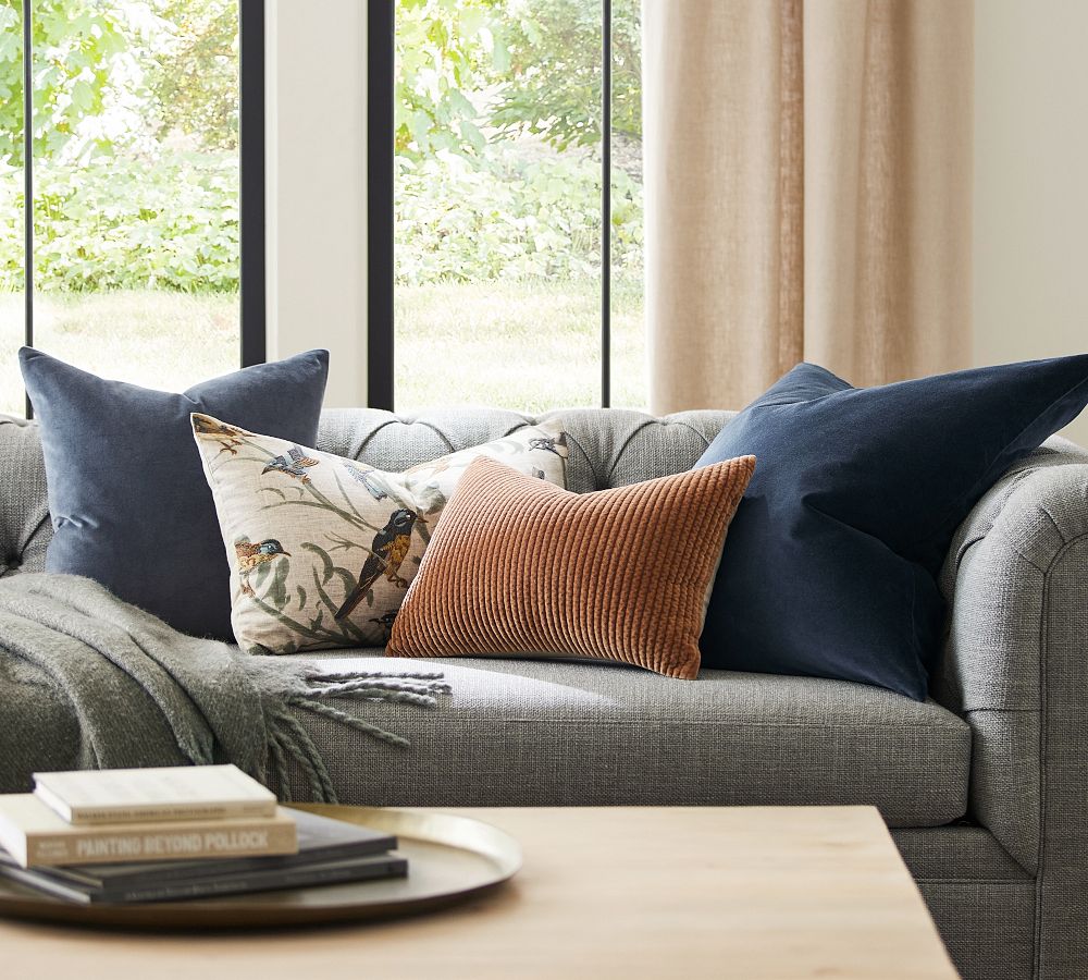 Quilted Velvet Lumbar Pillow Pottery Barn