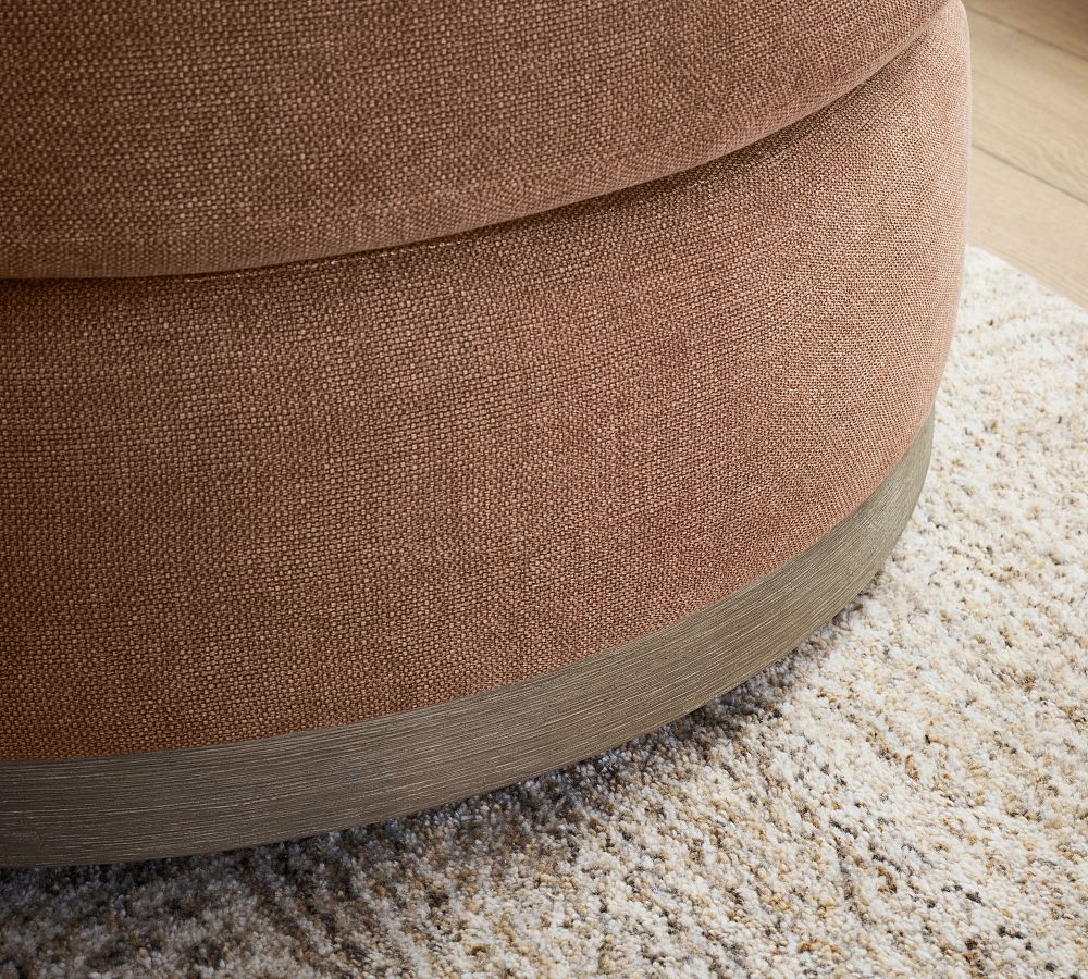 Balboa Upholstered Swivel Armchair with Wood Base Pottery Barn