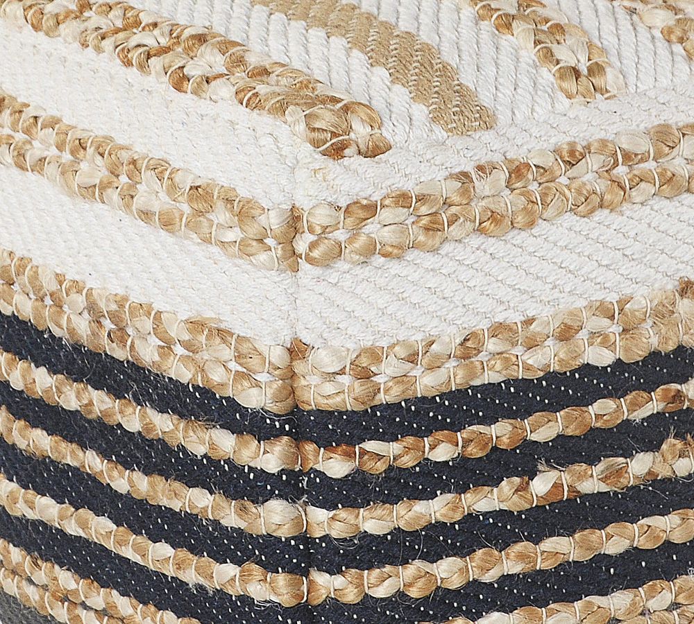 Handwoven Striped Square Jute Pouf Pottery Barn
