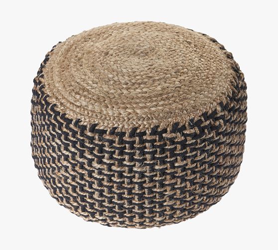 Handwoven Basketweave Jute Pouf Pottery Barn