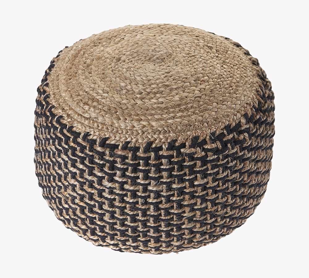 Handwoven Basketweave Jute Pouf Pottery Barn