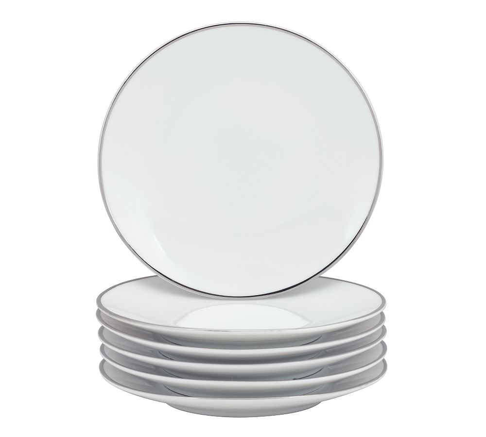 Metallic Rim Coupe Porcelain Appetizer Plates Set of 6 Pottery Barn