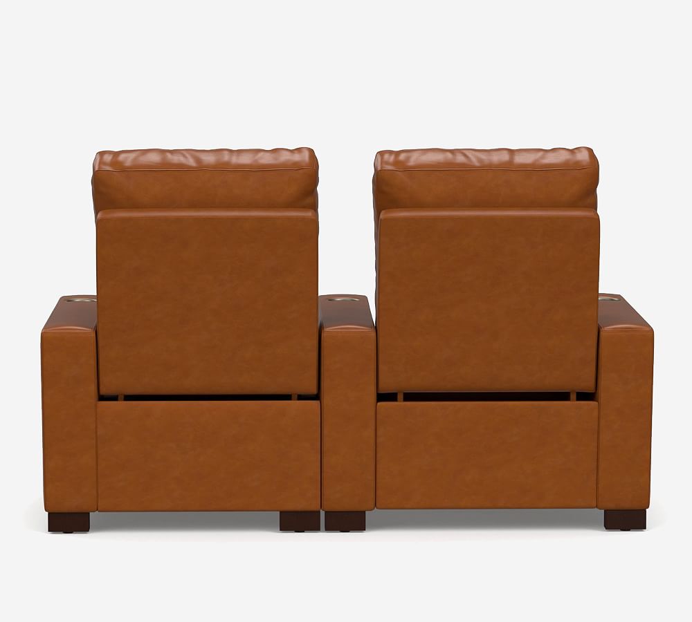Turner Square Leather Home Theater Chairs Row of 2 Pottery Barn