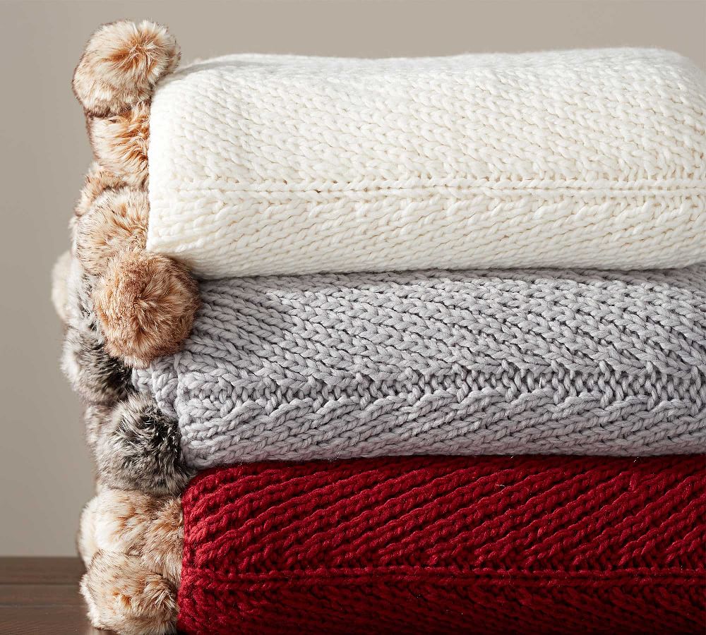 MAYORAL FUR BLANKET WITH POM POMS - FOG main image 1