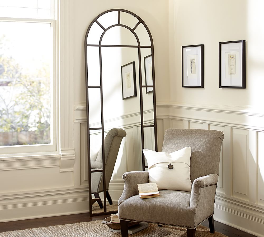 Distiller Metal Arch Paneled Floor Mirror 30 x 82" Pottery Barn