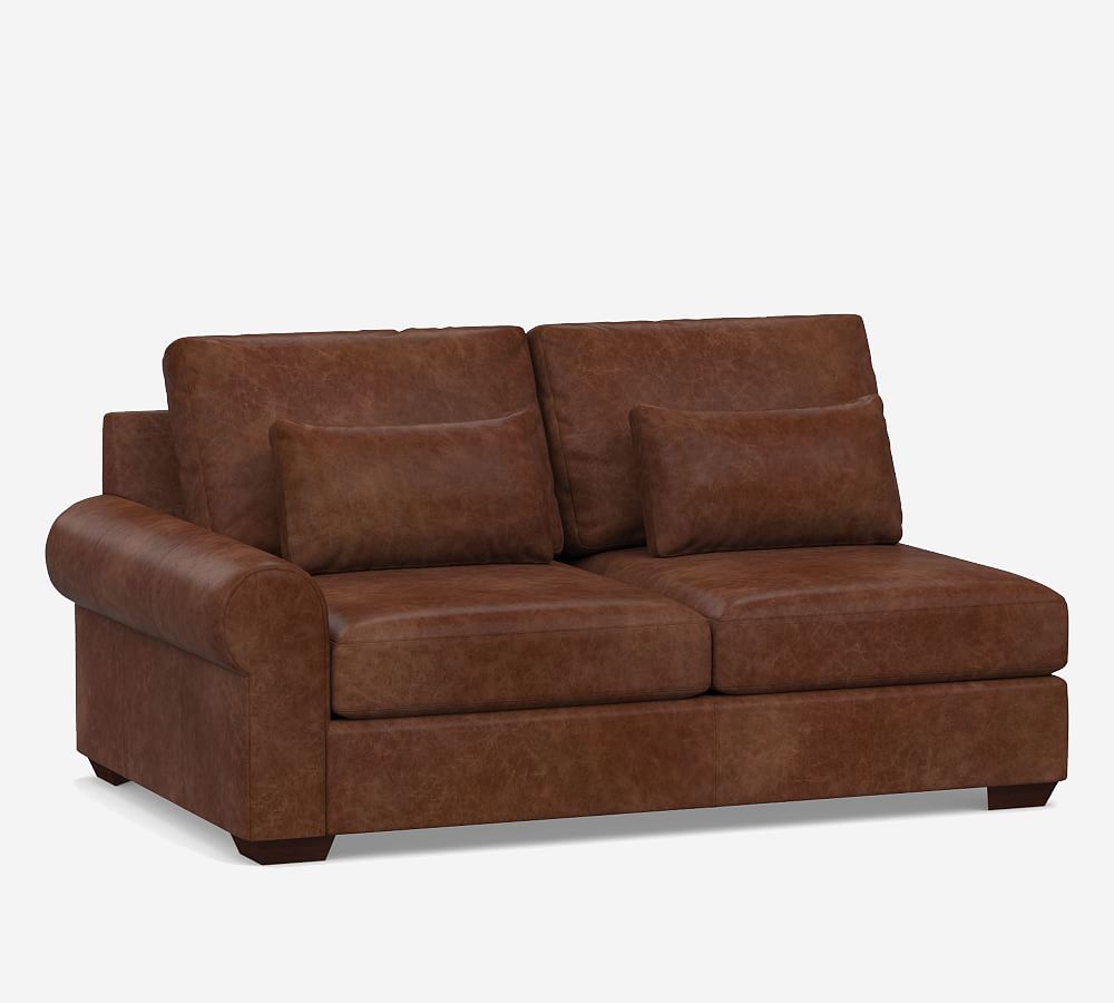 Build Your Own Big Sur Roll Arm Deep Seat Leather Sectional Pottery Barn