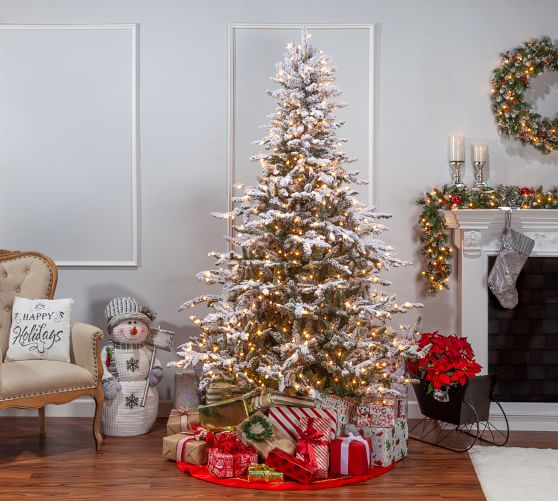 PreLit Flocked Mountain Spruce Faux Christmas Tree 7.5' Pottery Barn