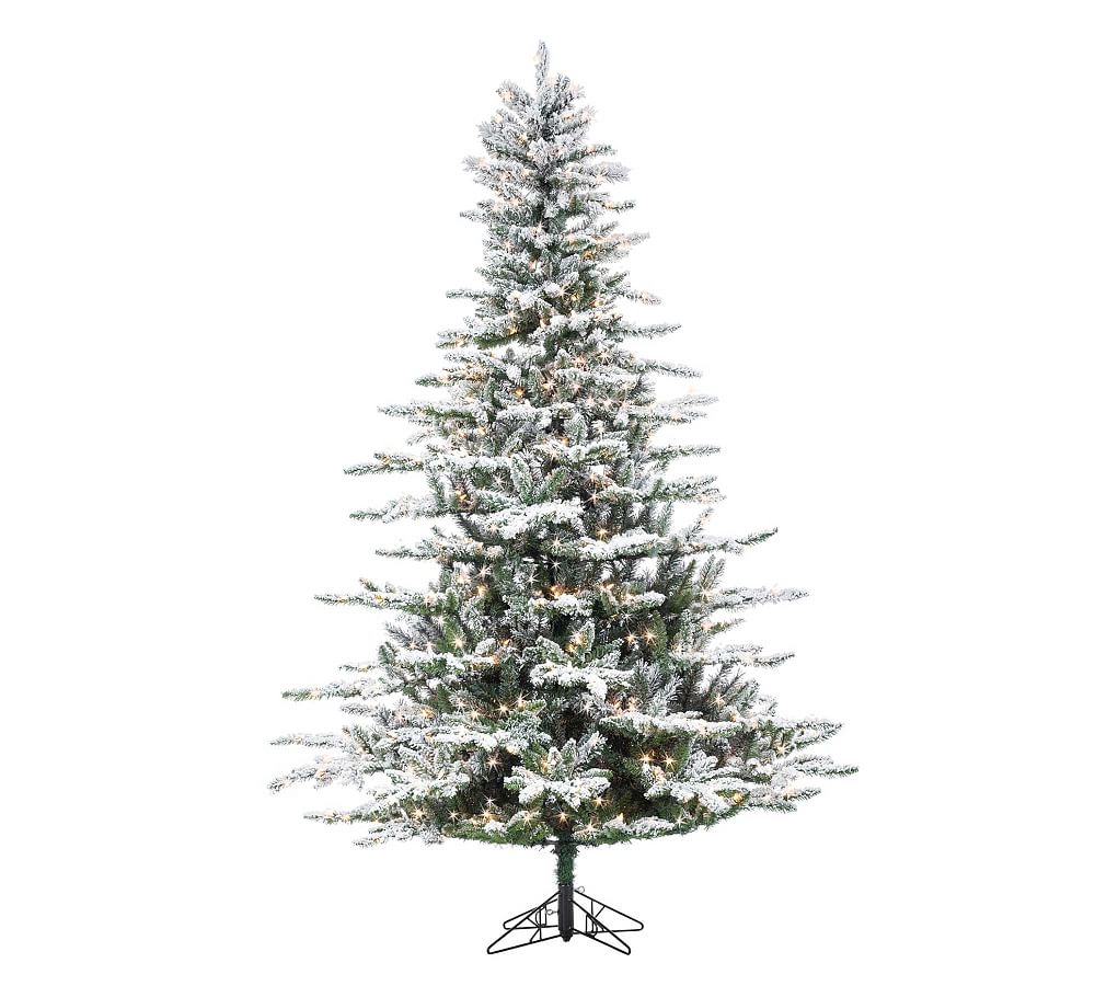 PreLit Flocked Mountain Spruce Faux Christmas Tree 7.5' Pottery Barn