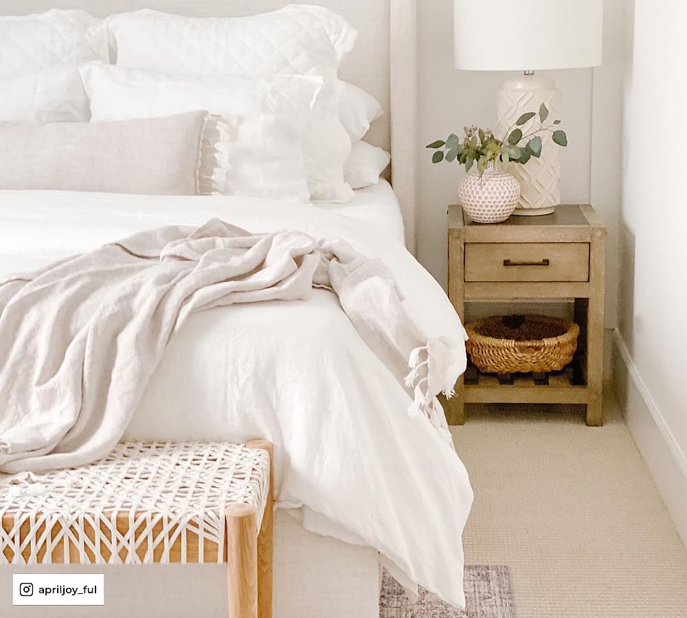 Belgian Flax Linen Double Flange Solid Duvet Cover Natural Pottery Barn