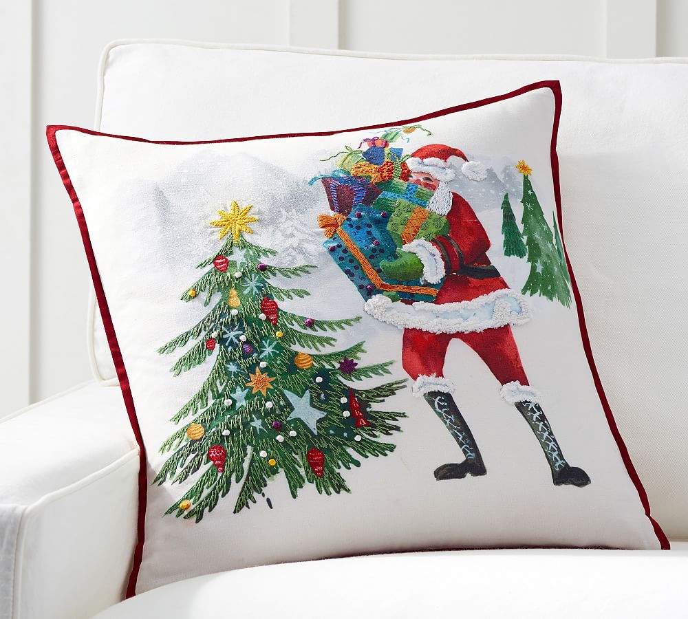 Hand Tufted Christmas Pillow Cover,embroidered Santa Cushion Cover