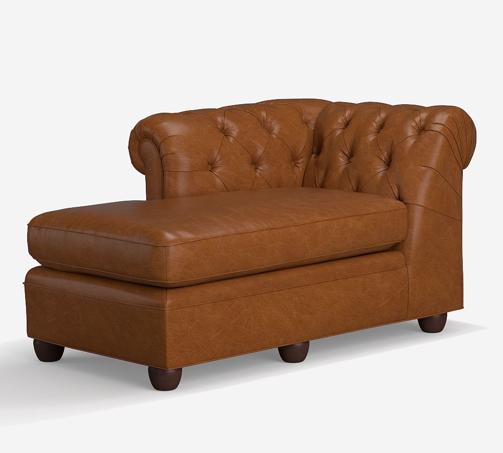 Build Your Own Chesterfield Roll Arm Leather Sectional Pottery Barn