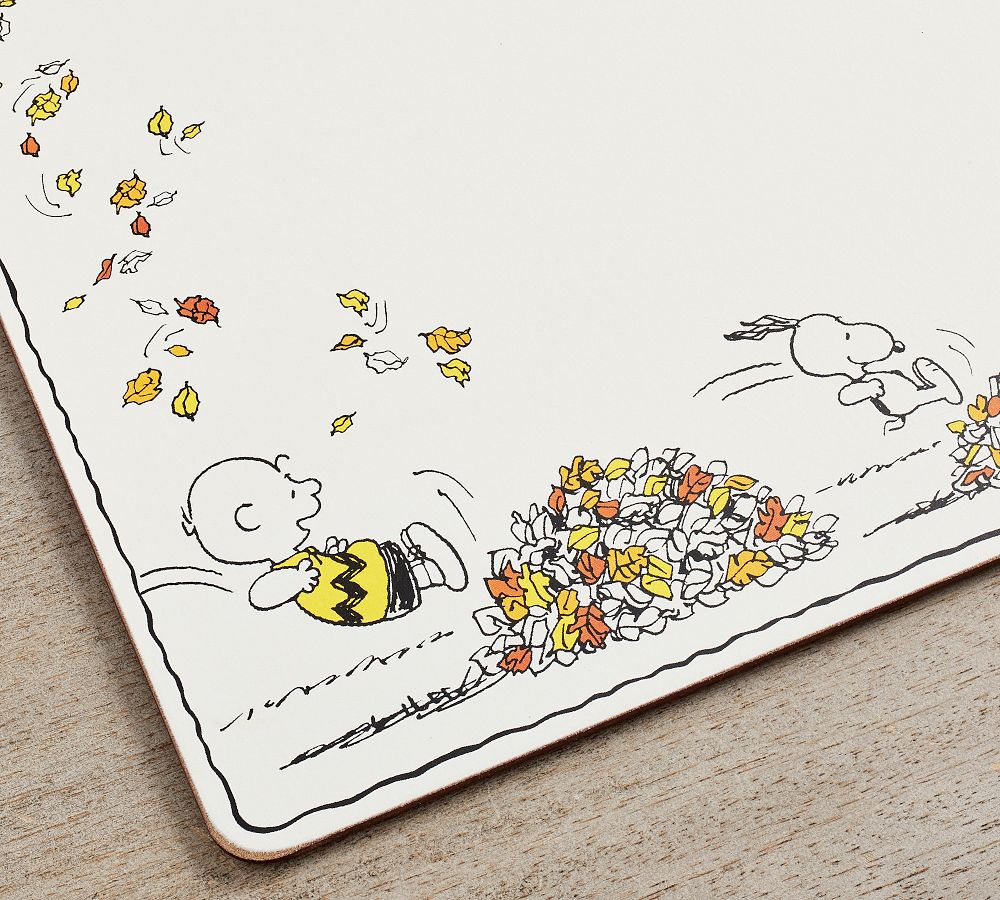 Peanuts™ Fall Leaves Cork Placemats - Set of 4 | Pottery Barn