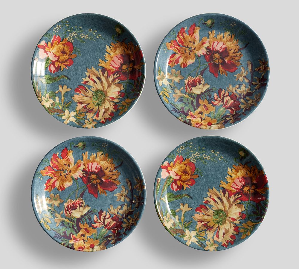 Meadow Floral Stoneware Salad Plates Set of 4 Pottery Barn