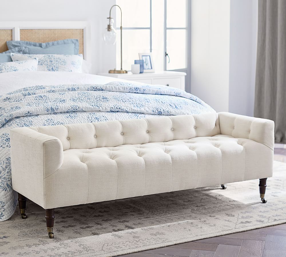 Colt Upholstered Settee | Pottery Barn