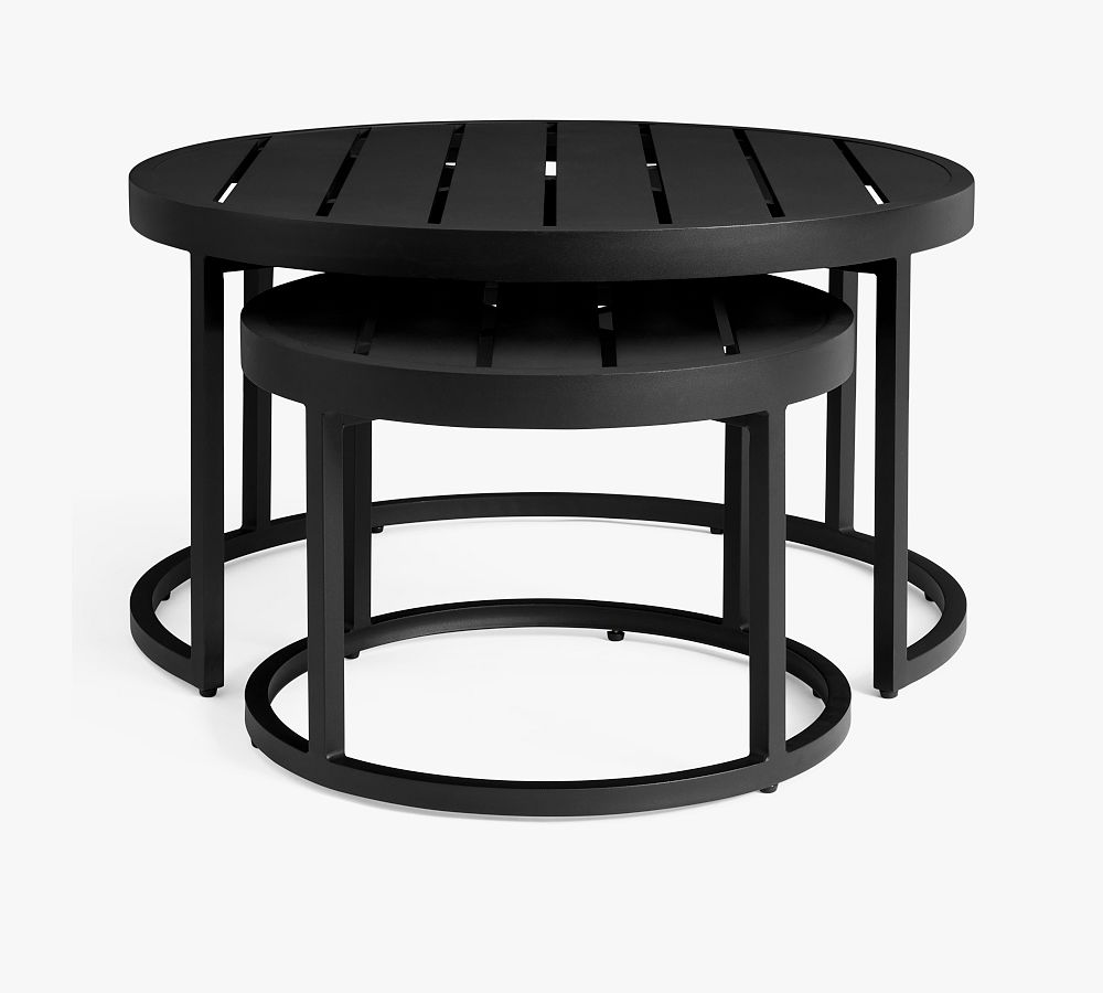 Malibu Metal Round Nesting Outdoor Coffee Table Pottery Barn