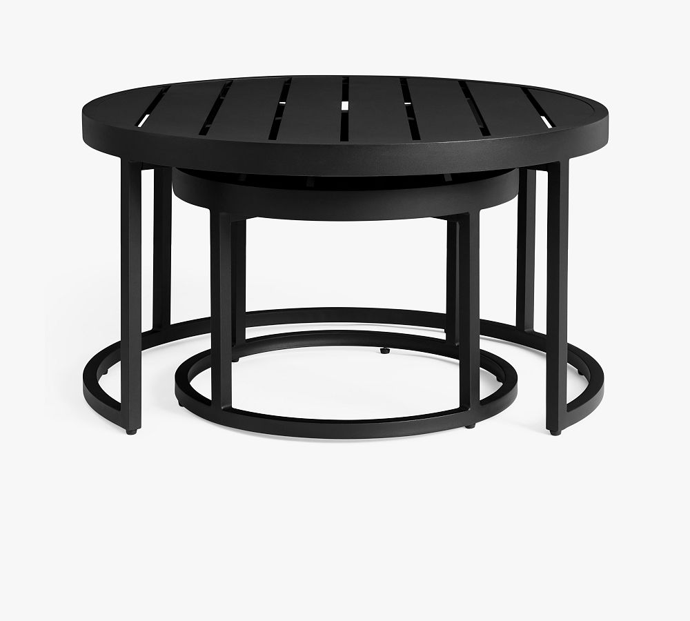 Malibu Metal Round Nesting Outdoor Coffee Table Pottery Barn