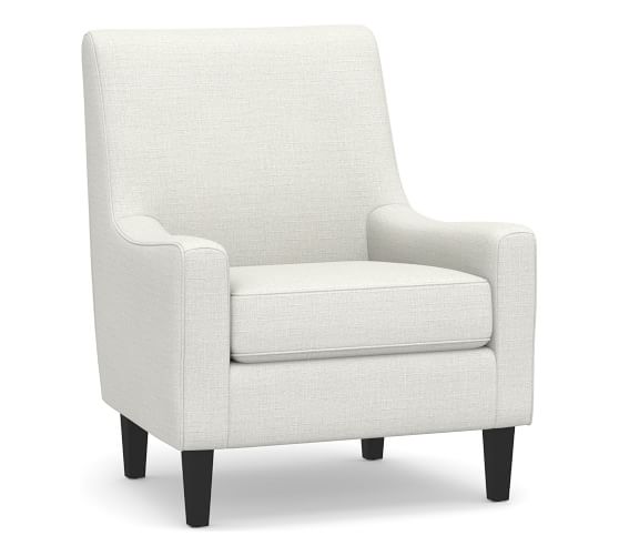 OPEN BOX Isaac Upholstered Armchair, Basketweave Slub Ivory Pottery Barn