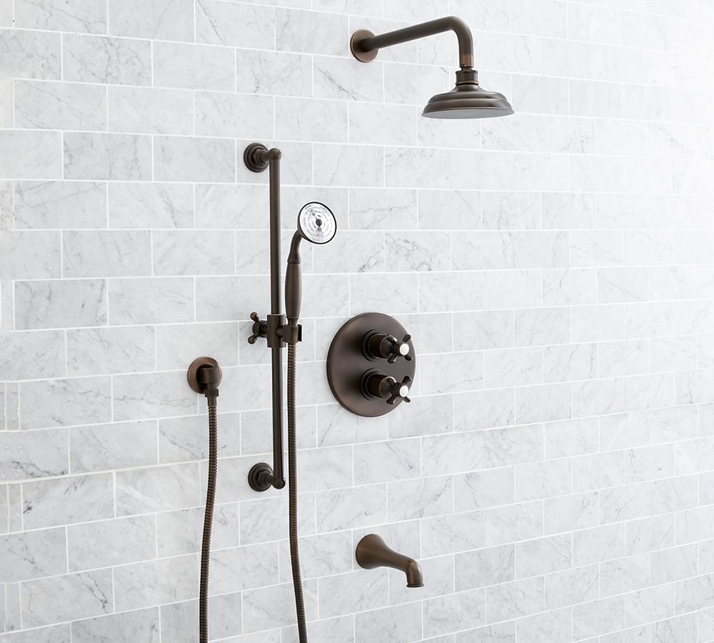 Sussex Cross Handle Thermostatic Bathtub & Shower Set with Handshower ...