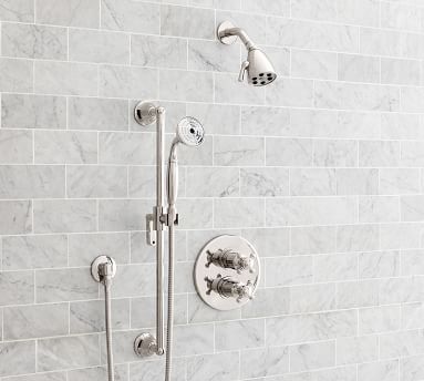 Pearson Cross Handle Thermostatic Shower Set with Handshower | Pottery Barn