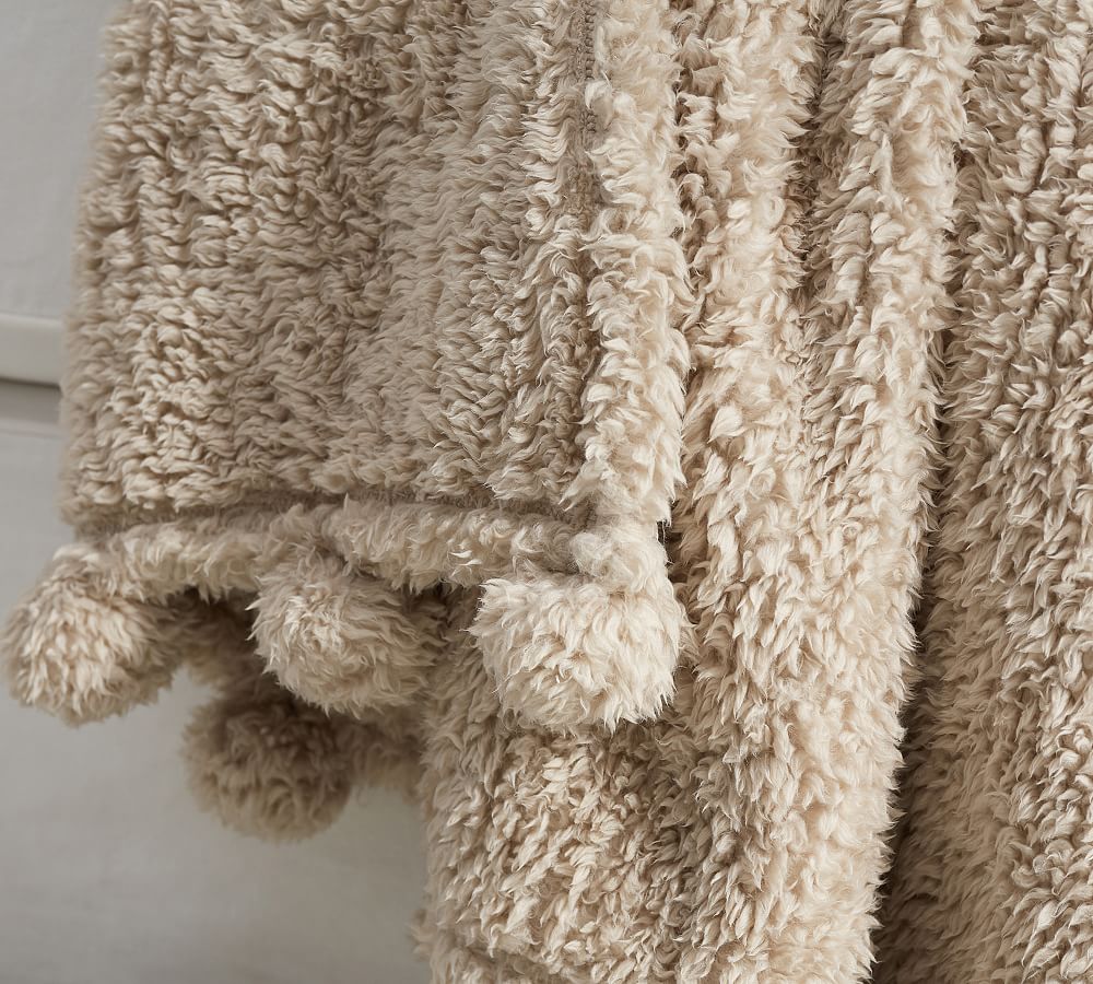 Cozy Pom Pom Sherpa Throw Blanket Pottery Barn