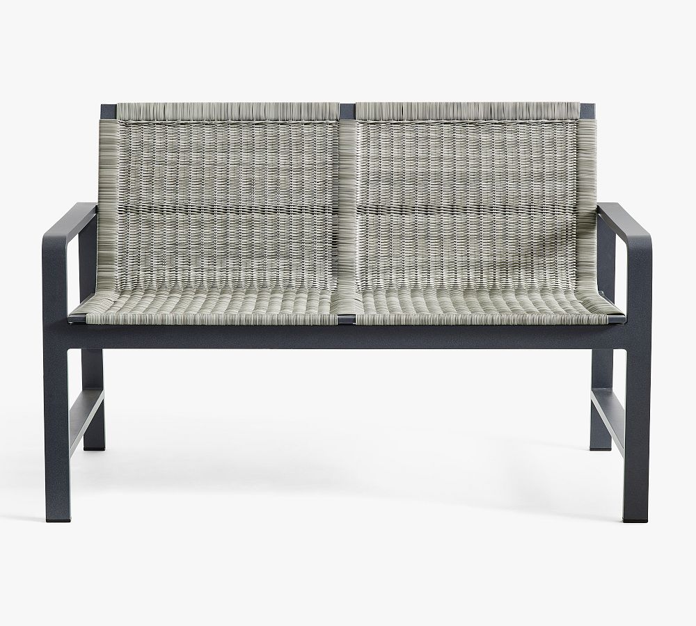 Indio Metal & Wicker Outdoor Loveseat Pottery Barn