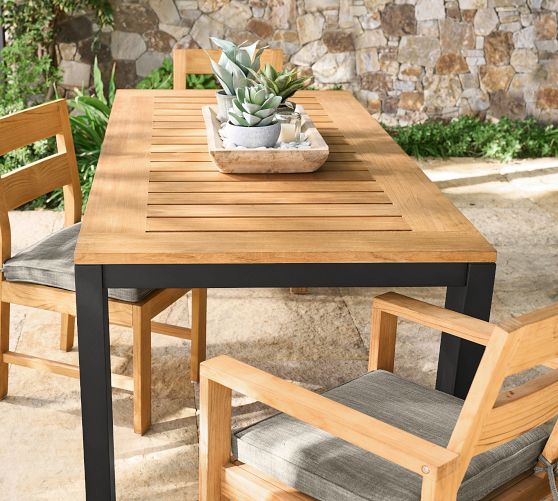 Malibu Metal & Teak Outdoor Dining Table | Pottery Barn