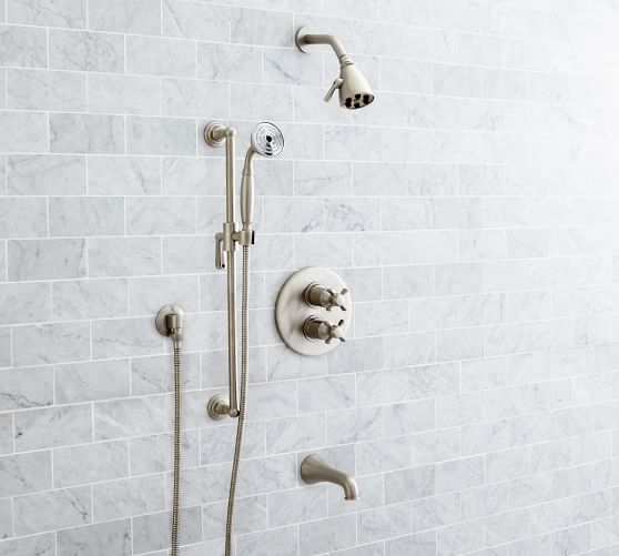 Pearson Cross Handle Thermostatic Bathtub & Shower Set with Handshower ...