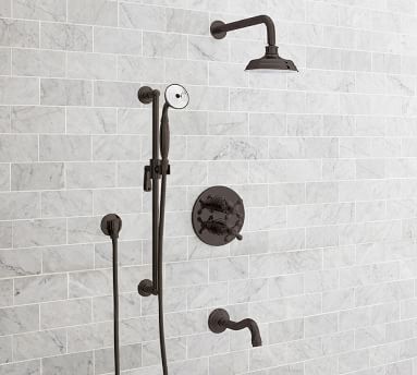 Mercer Cross Handle Thermostatic Bathtub & Shower Set with Handshower ...