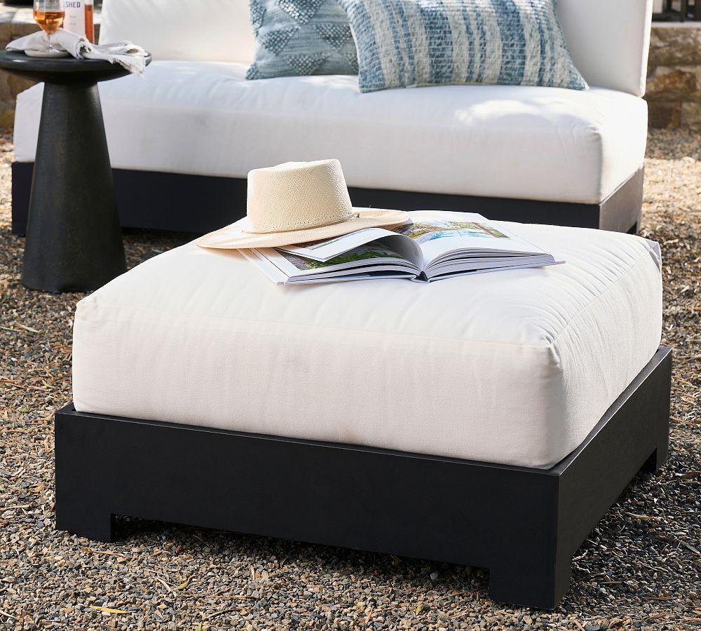 Malibu Metal Platform Outdoor Ottoman | Pottery Barn