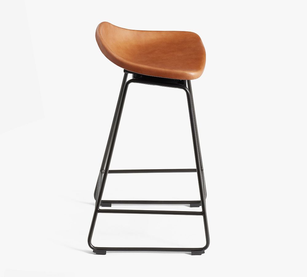Brenner Leather Swivel Counter Stool Pottery Barn