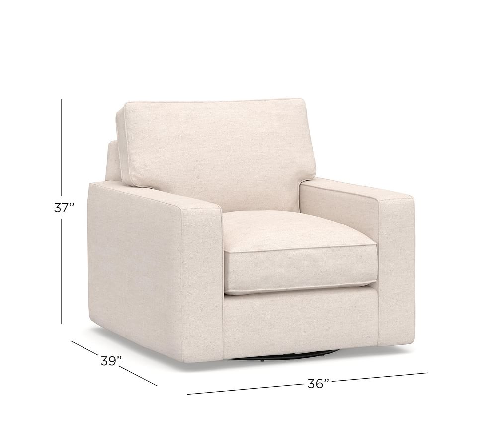 PB Comfort Square Arm Upholstered Swivel Armchair | Pottery Barn