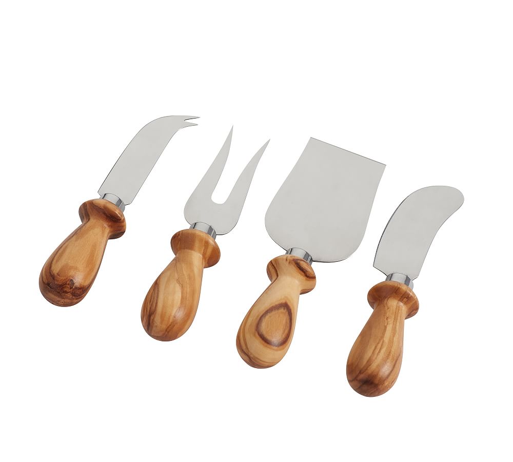 Olive Wood Cheese Knives, Set of 4 Pottery Barn