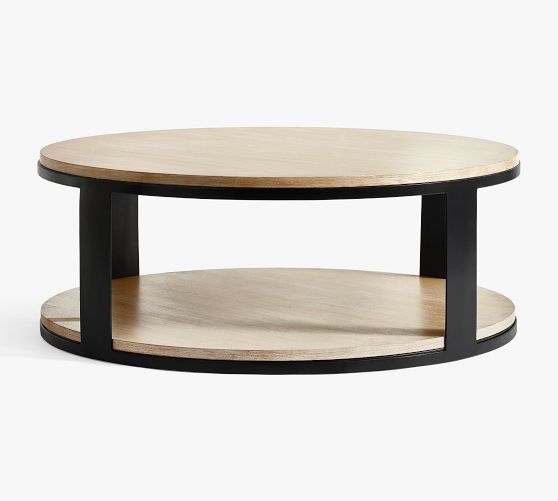 Cayman Round Wood & Metal Coffee Table Pottery Barn