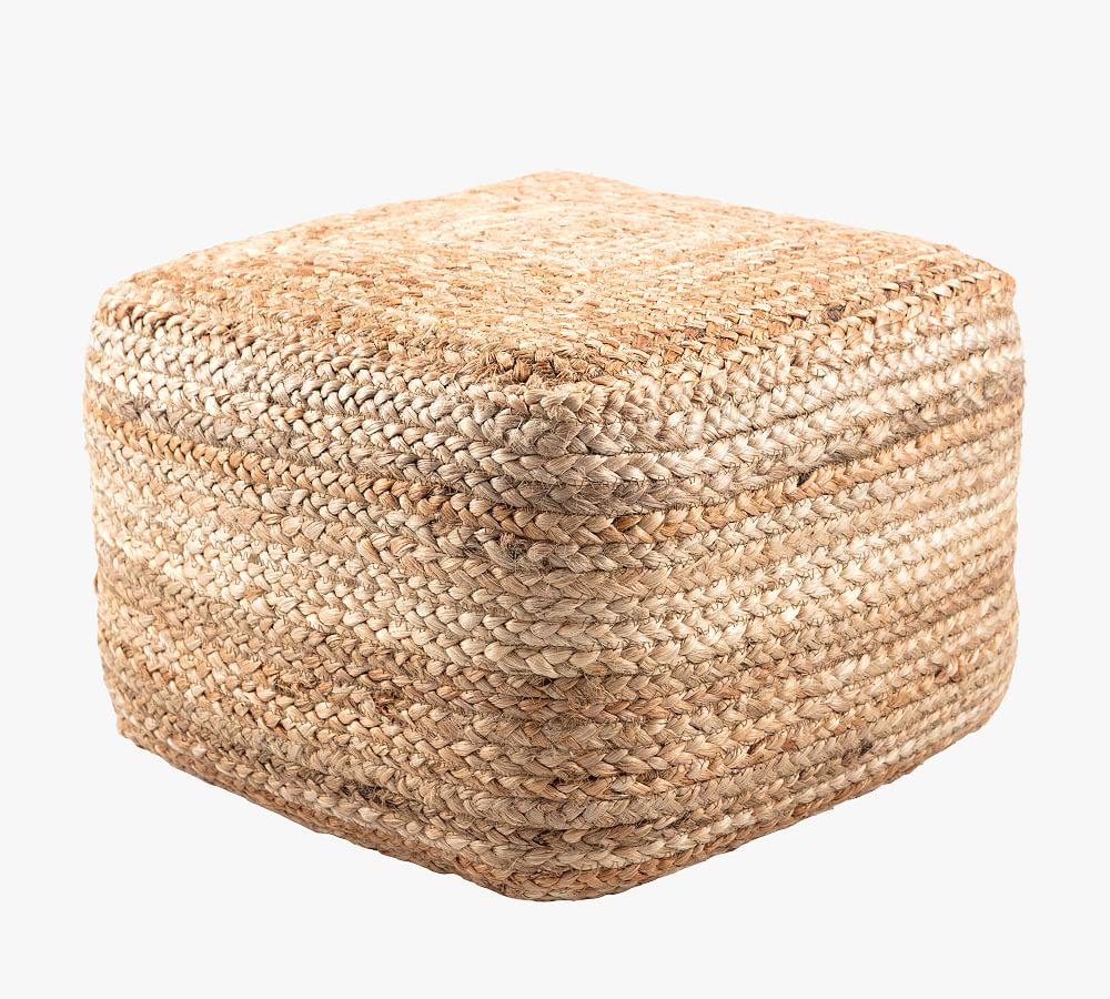 Square Hand Braided Jute Pouf