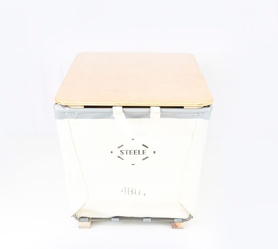 Large Canvas Laundry Basket on Wood Runners Pottery Barn