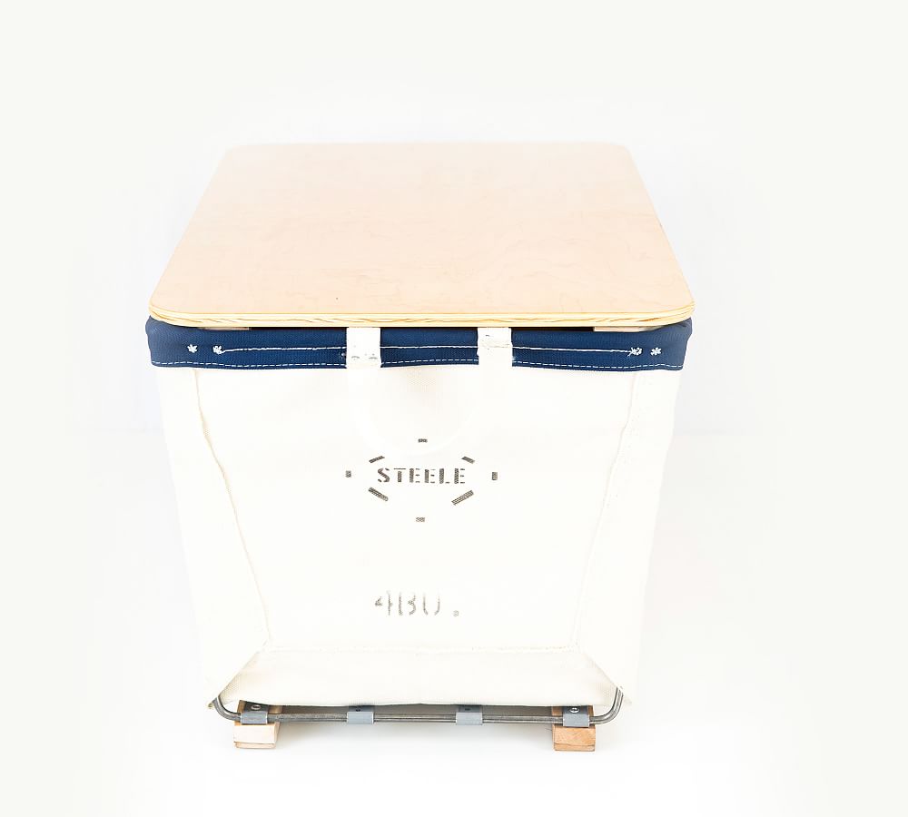 Large Canvas Laundry Basket on Wood Runners Pottery Barn