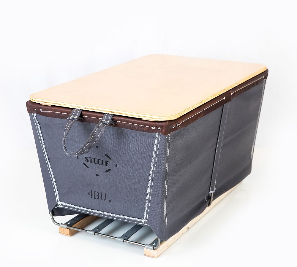 Large Canvas Laundry Basket on Wood Runners Pottery Barn