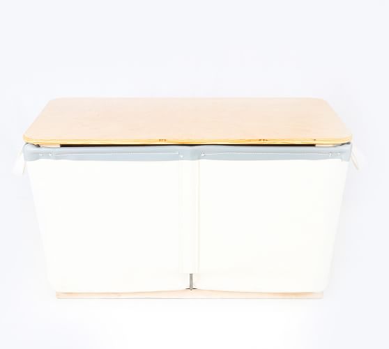 Large Canvas Laundry Basket on Wood Runners Pottery Barn