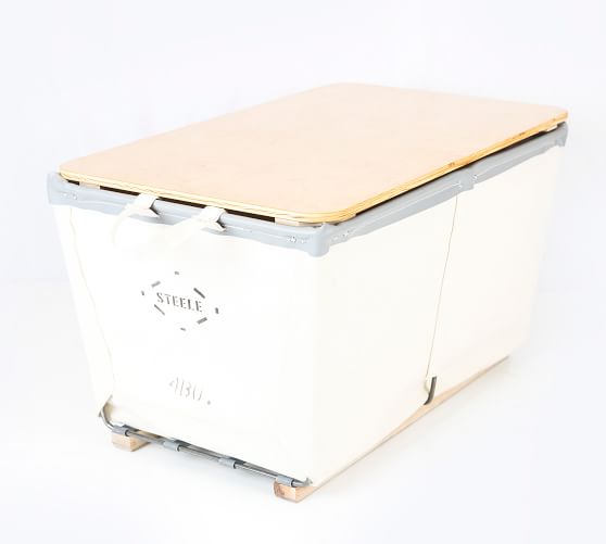 Large Canvas Laundry Basket on Wood Runners Pottery Barn