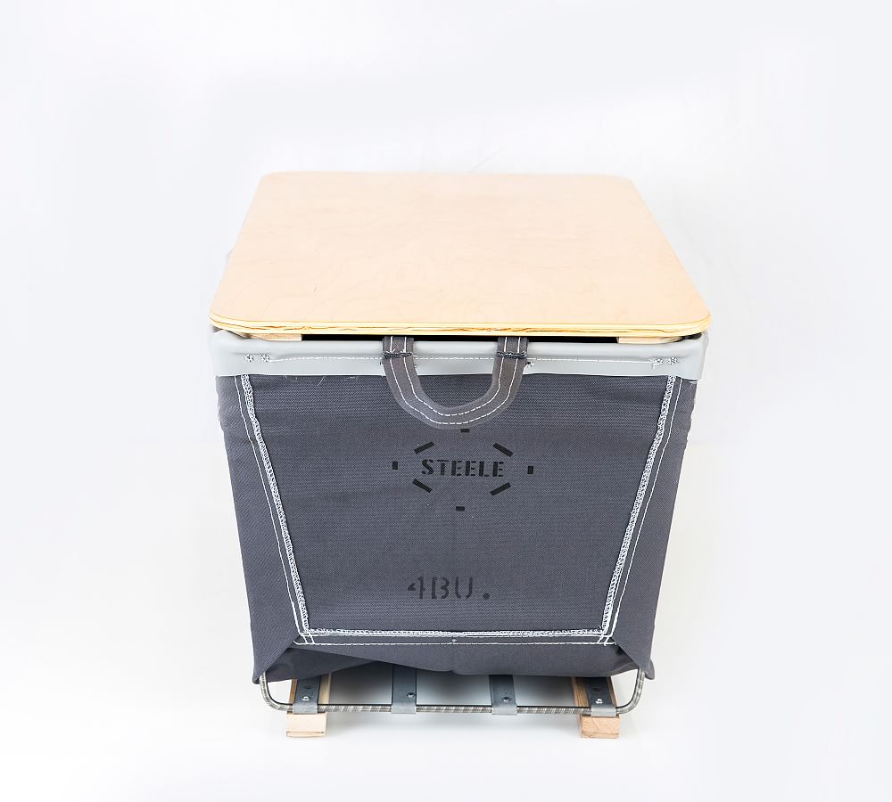 Large Canvas Laundry Basket on Wood Runners Pottery Barn