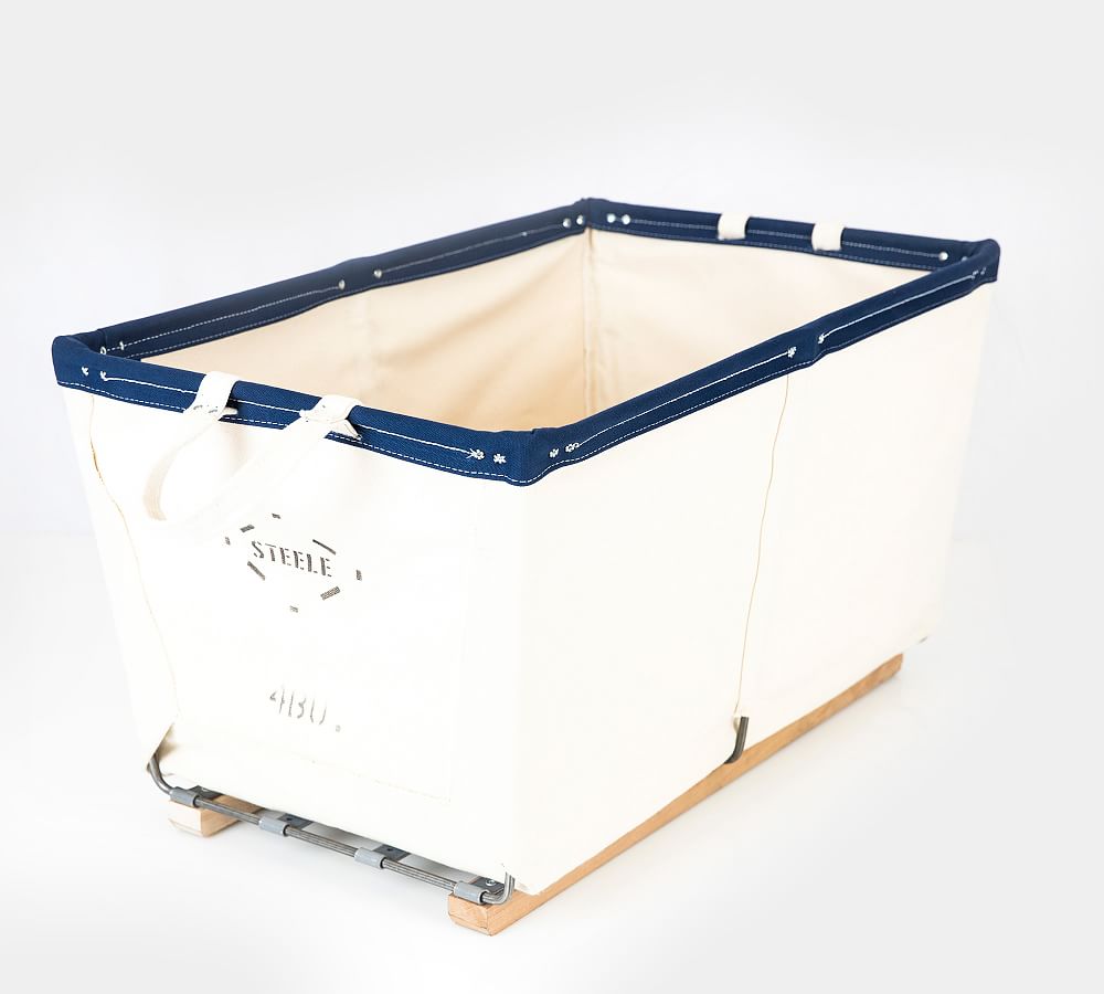 Large Canvas Laundry Basket on Wood Runners Pottery Barn